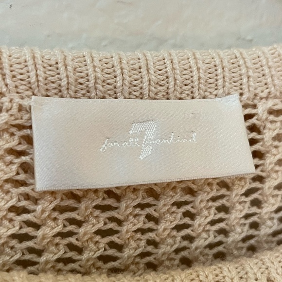 7 FOR ALL MANKIND | Ruffle Neck Long Sleeve Sweater in Heather Oatmeal | Size M - Picture 8 of 14